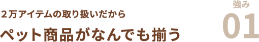 ２万アイテムの取り扱いだからペット商品がなんでも揃う