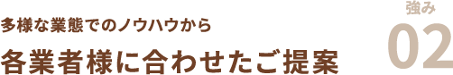 多様な業態でのノウハウから各業者様に合わせたご提案