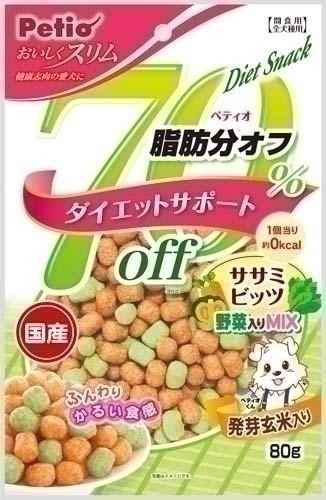 [ペティオ] おいしくスリム脂肪分70%オフ ササミビッツ 野菜入りミックス 80g