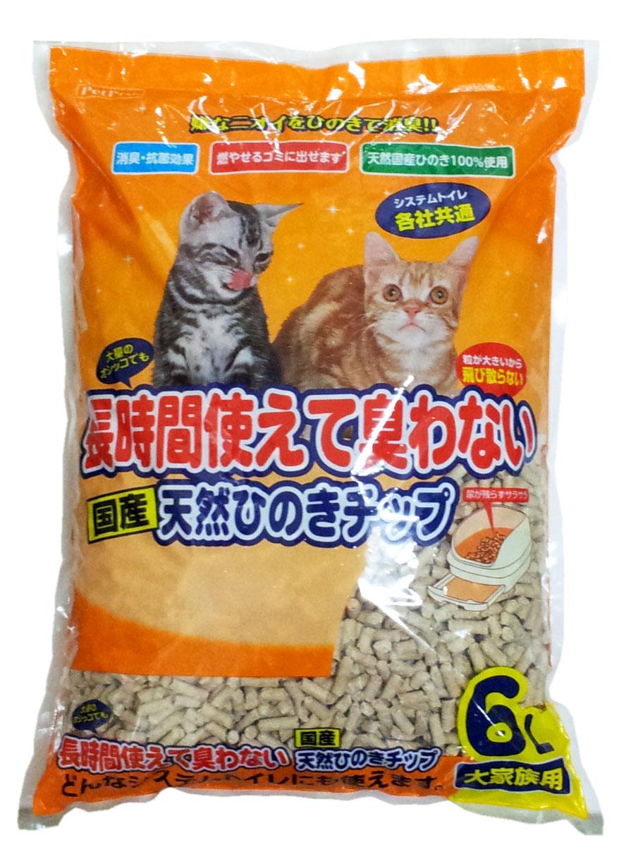 [ペットプロジャパン(直送)] 長時間使えて臭わない 国産天然ひのきチップ 6L ※メーカー直送（本州のみ） ※発注単位・最低発注数量(混載10ケース以上)にご注意下さい