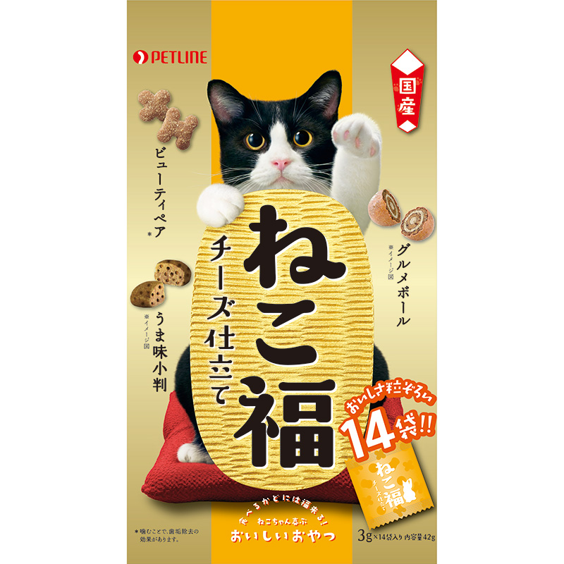 [ペットライン(直送)] ねこ福 チーズ仕立て 42g (3g×14袋) ※メーカー直送 ※発注単位・最低発注数量(混載50ケース以上)にご注意下さい