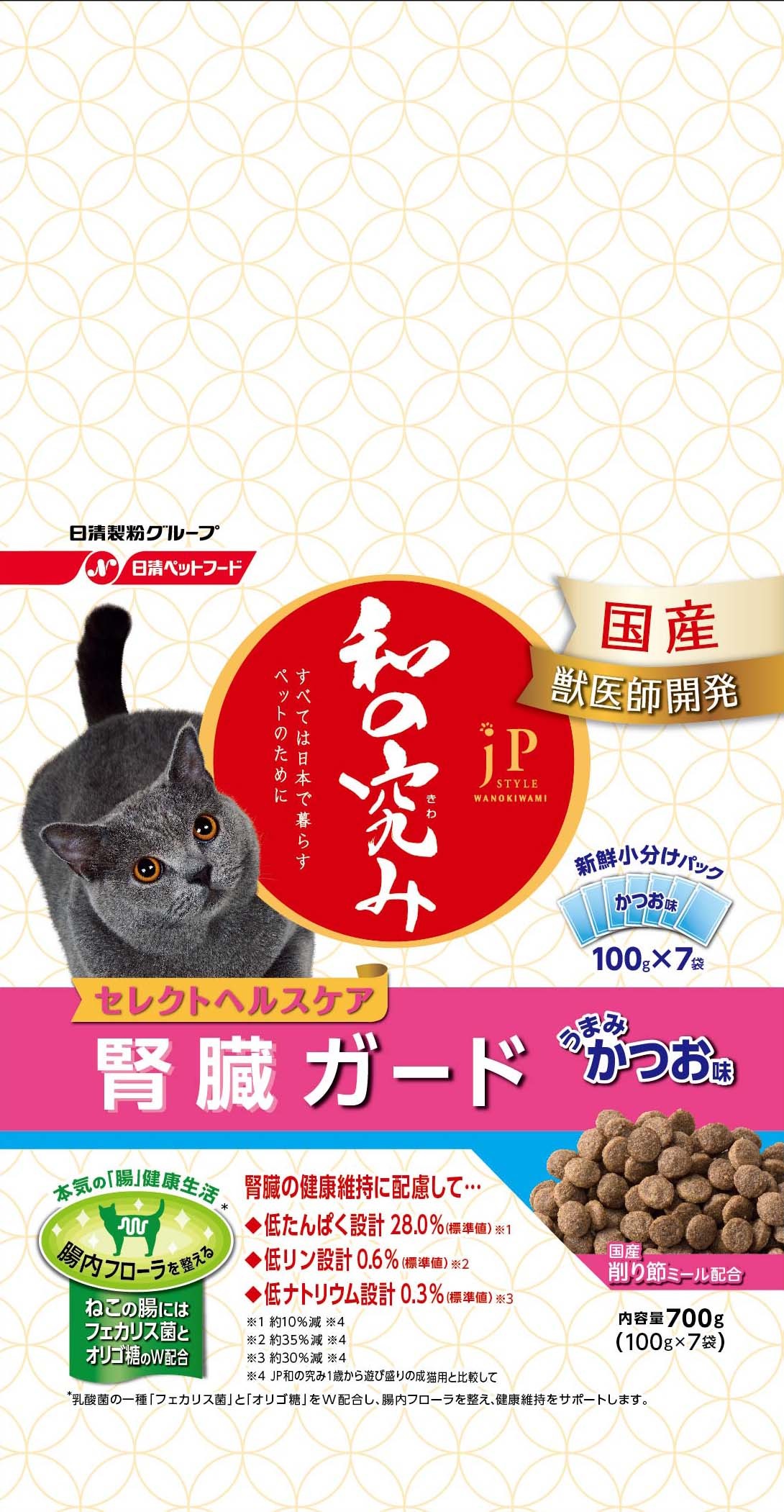 [ペットライン] JPスタイル 和の究み 猫用セレクトヘルスケア 腎臓ガード かつお味 700g