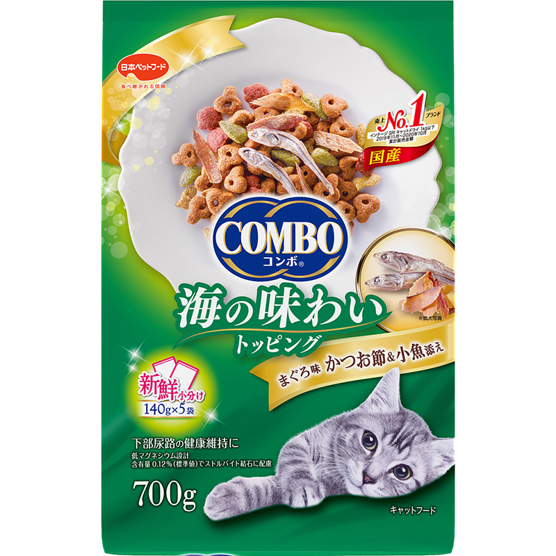 ［日本ペットフード(直送)］コンボ キャット まぐろ味・かつお節・小魚添え 700g ※メーカー直送 ※発注単位・最低発注数量(混載30ケース以上)にご注意下さい