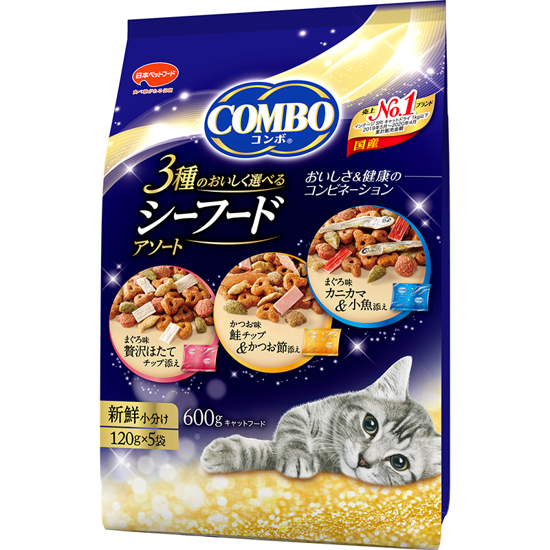 ［日本ペットフード(直送)］コンボ キャット シーフードアソート 600g ※メーカー直送 ※発注単位・最低発注数量(混載30ケース以上)にご注意下さい