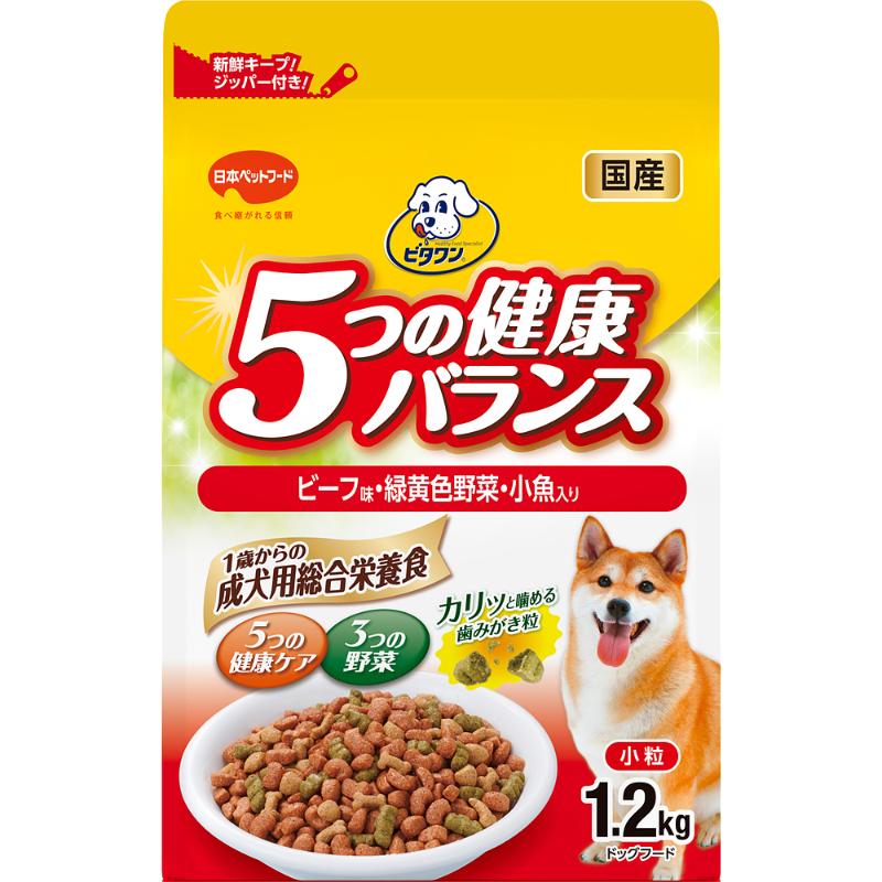 [日本ペットフード] ビタワン 5つの健康バランス ビーフ味・野菜入り 小粒 1.2kg