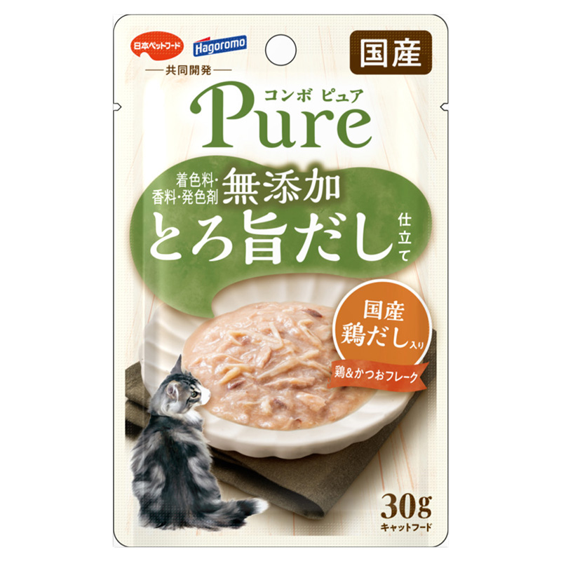 ［日本ペットフード］コンボ ピュア キャット パウチ 鶏＆かつお・国産鶏だし入り30g