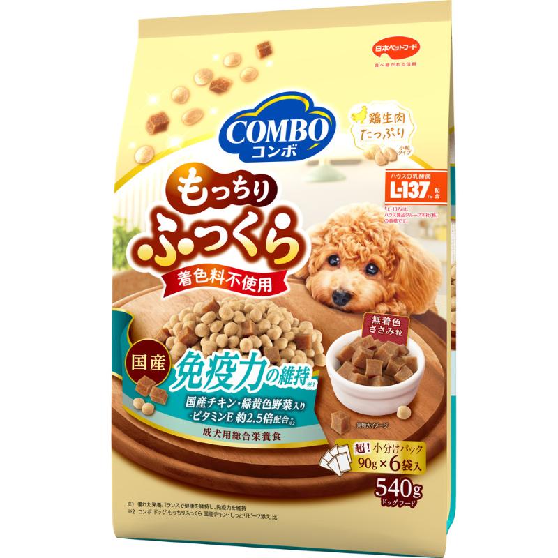 ［日本ペットフード］コンボ ドッグ もっちりふっくら 免疫力の維持 540g(90g×6袋)
