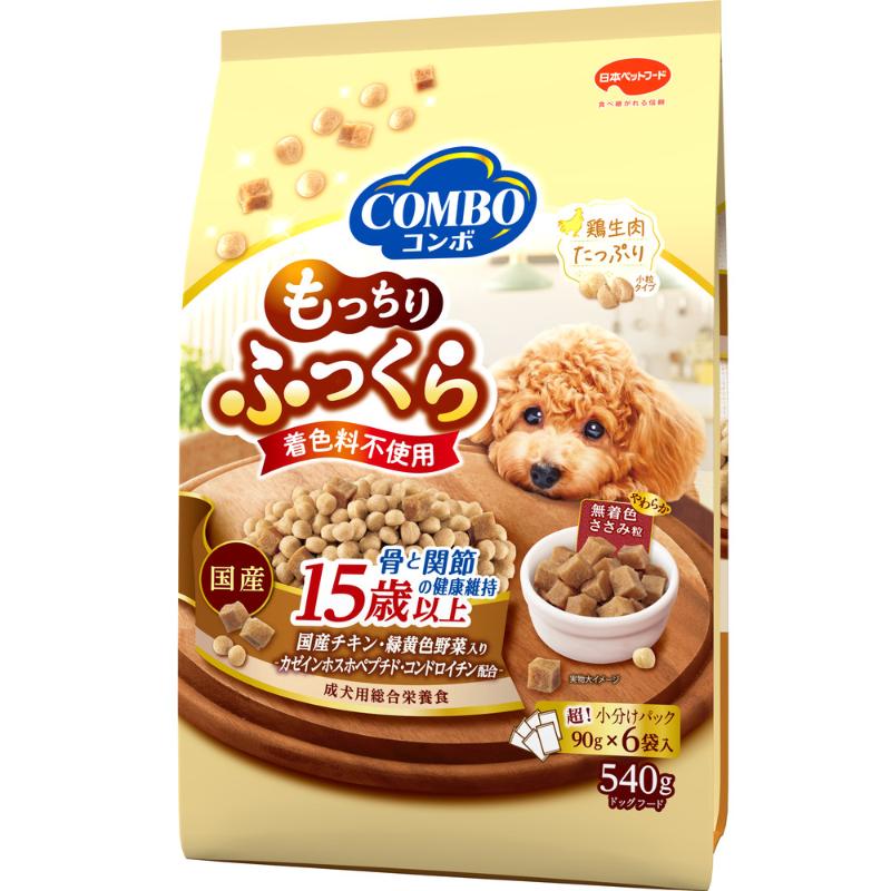［日本ペットフード］コンボ ドッグ もっちりふっくら 15歳以上 骨と関節の健康維持 540g(90g×6袋)