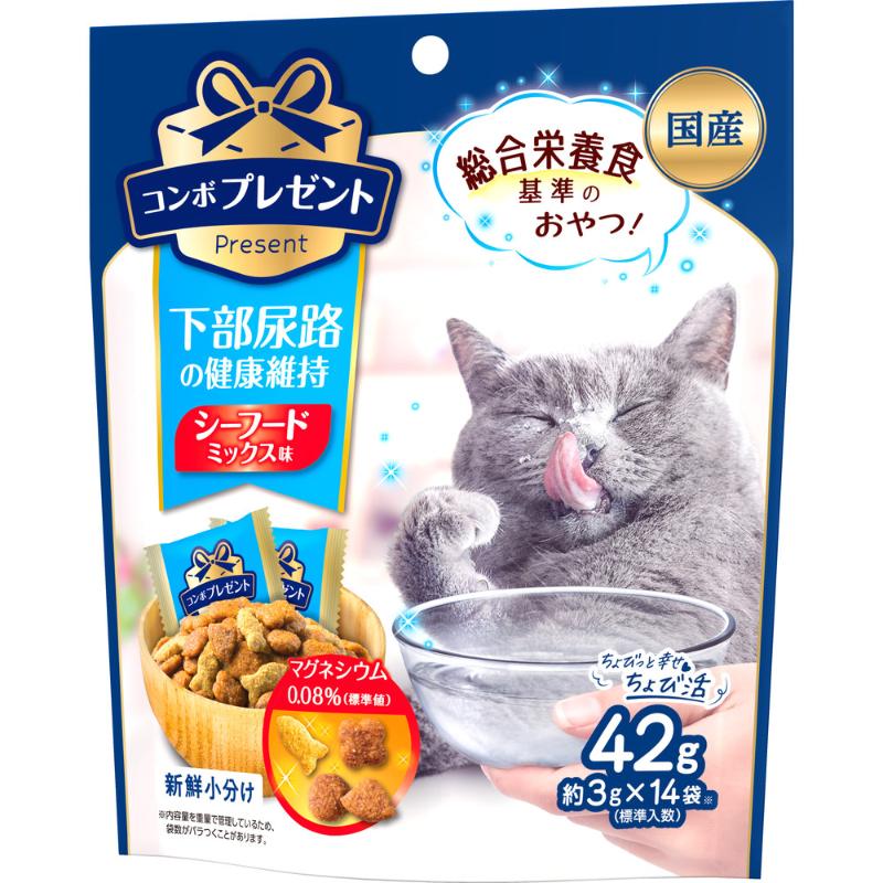 ［日本ペットフード(直送)］コンボ プレゼント キャット おやつ 猫下部尿路の健康維持 シーフードミックス味 42g ※メーカー直送 ※発注単位・最低発注数量(混載30ケース以上)にご注意下さい【メーカーフェア_5】