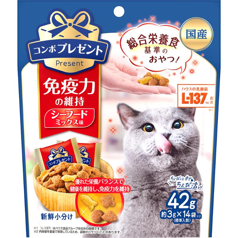 ［日本ペットフード］コンボ プレゼント キャット おやつ 免疫力の維持 シーフードミックス味 42g