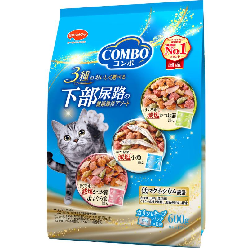 ［日本ペットフード(直送)］コンボ キャット 下部尿路の健康維持アソート600g(120g×5) ※メーカー直送 ※発注単位・最低発注数量(混載30ケース以上)にご注意下さい
