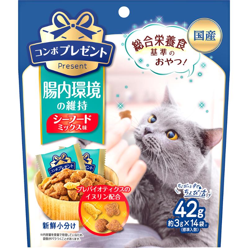 ［日本ペットフード(直送)］コンボ プレゼント キャット おやつ 腸内環境の維持 42g ※メーカー直送 ※発注単位・最低発注数量(混載30ケース以上)にご注意下さい