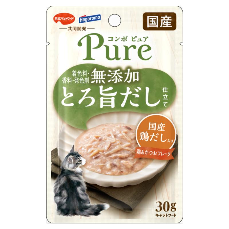 ［日本ペットフード(直送)］コンボ ピュア キャット パウチ 鶏＆かつお・国産鶏だし入り30g ※メーカー直送 ※発注単位・最低発注数量(混載30ケース以上)にご注意下さい