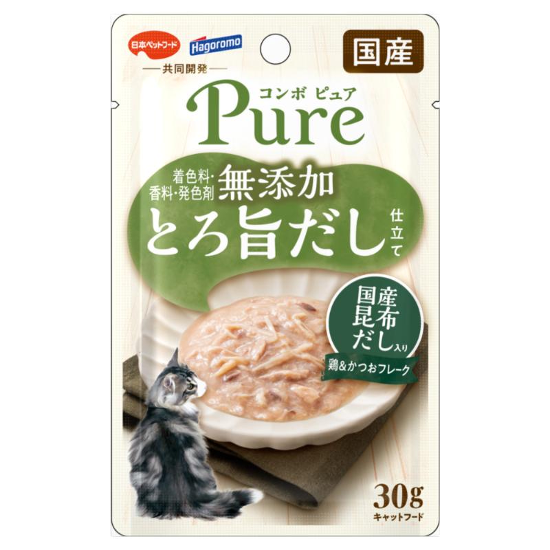 ［日本ペットフード(直送)］コンボ ピュア キャット パウチ 鶏＆かつお・国産昆布だし入り30g ※メーカー直送 ※発注単位・最低発注数量(混載30ケース以上)にご注意下さい