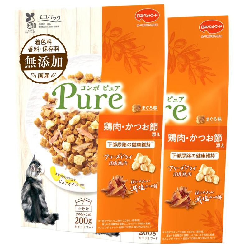 ［日本ペットフード］コンボ ピュア キャット まぐろ味・鶏肉・かつお節添え 2個パック企画品 ※期間限定商品【ご予約受付9/4 15:00まで】日本ペットフード数量限定企画品