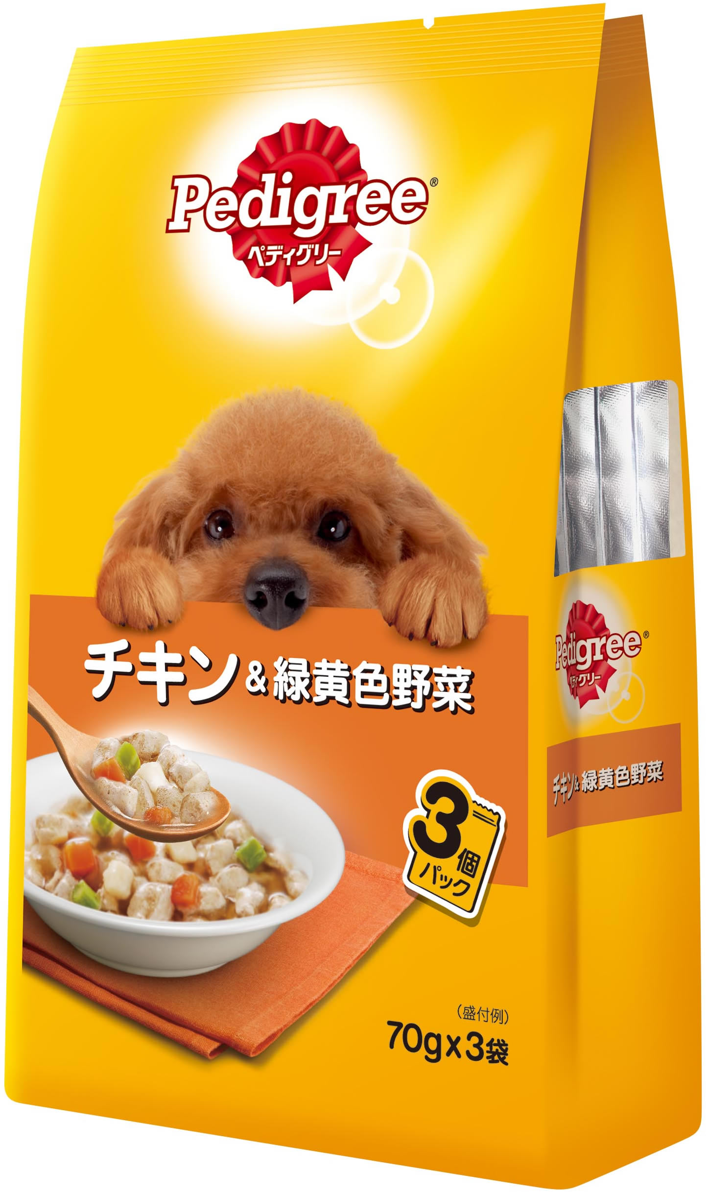 [マース] ペディグリー 成犬用 チキン＆緑黄色野菜 70g×3袋