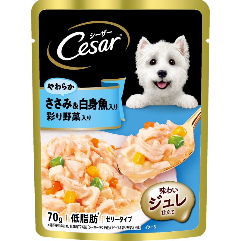 [マース]  シーザー やわらかささみ＆白身魚入り 彩り野菜入り 70g　【決算セール】