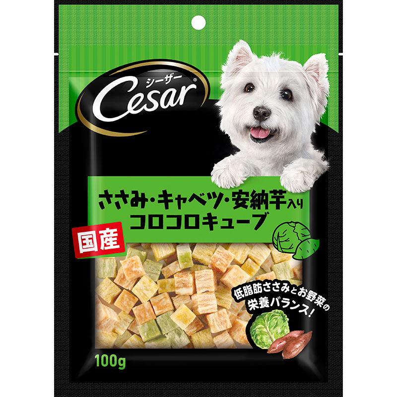 [マース]  シーザースナック ささみ・キャベツ・安納芋入りコロコロキューブ 100g