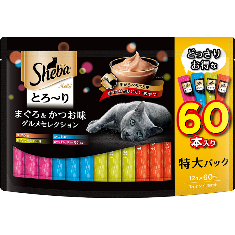 [マース] シーバ とろ～り メルティ まぐろ＆かつお味グルメセレクション 12g×60本　【5月特価】