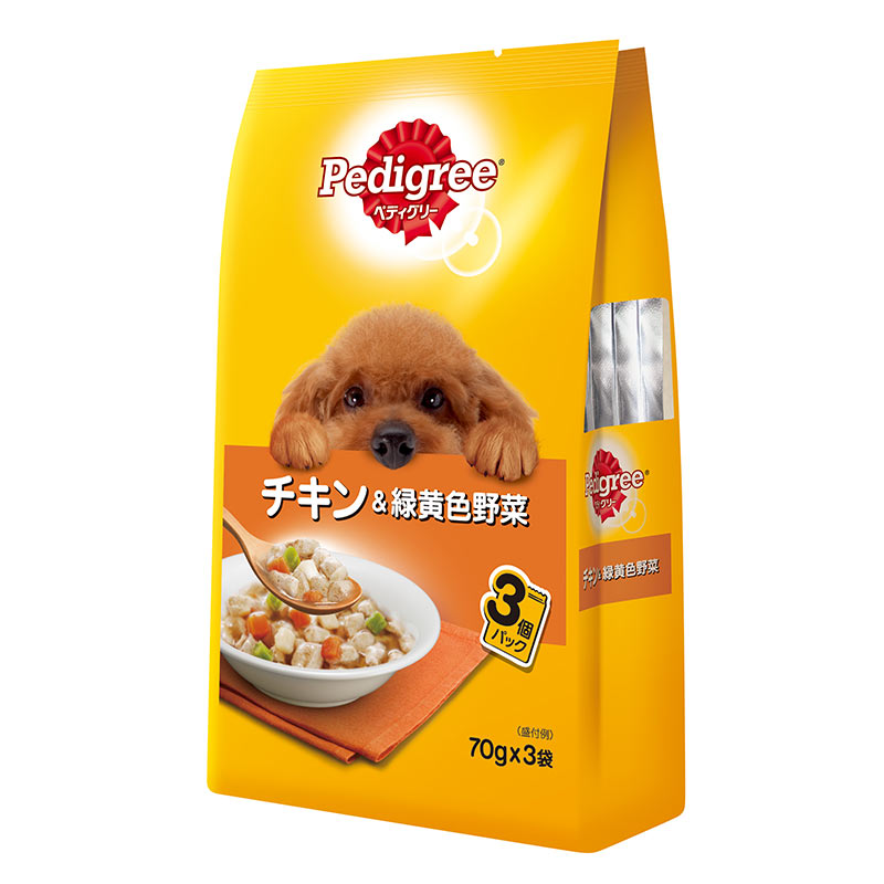 [マース] ペディグリー 成犬用 ビーフ＆チキン＆緑黄色野菜 70g×3袋