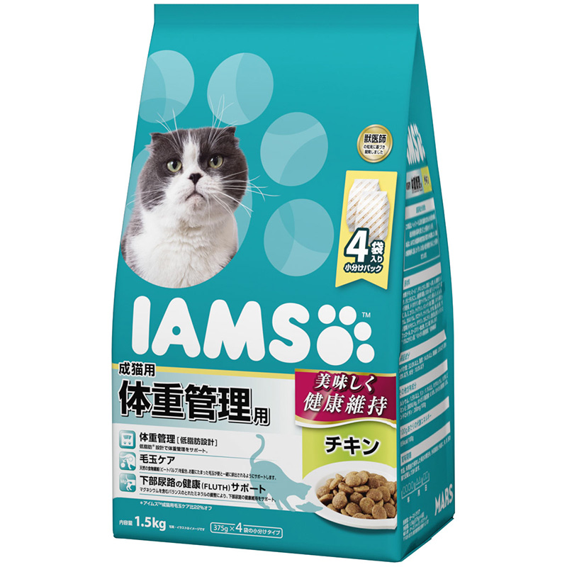 [マース] アイムス 成猫用 体重管理用 チキン 1.5kg(375g×4袋)