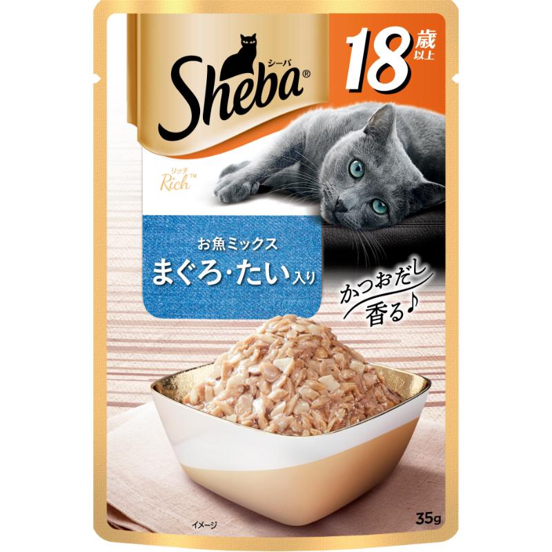 [マース] シーバ リッチ 18歳以上 お魚ミックス まぐろ・たい入り 35g