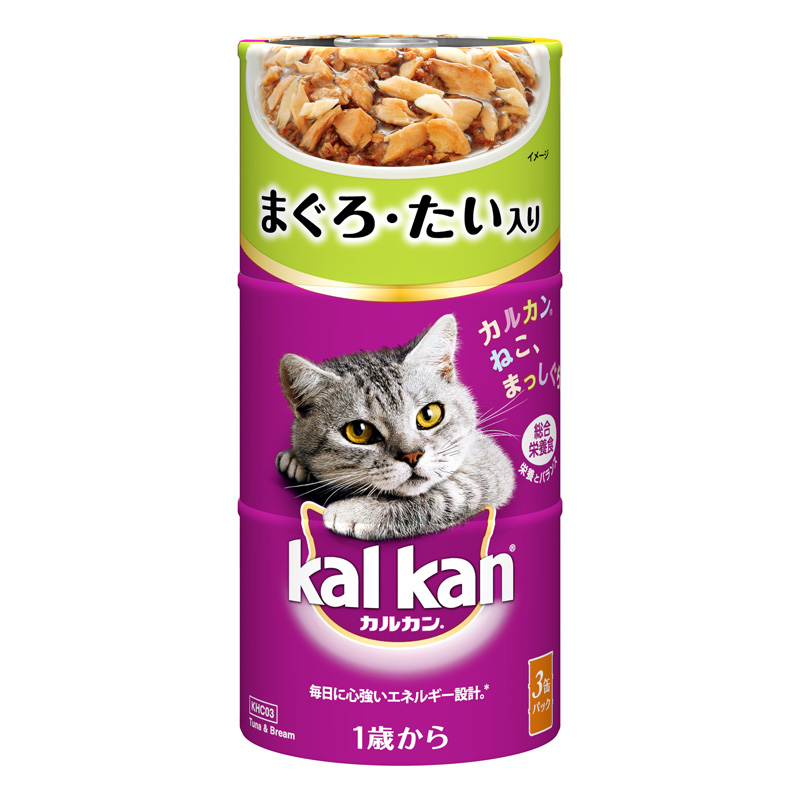 ［マースジャパン］カルカン ハンディ缶 1歳から まぐろとたい 160g×3缶パック