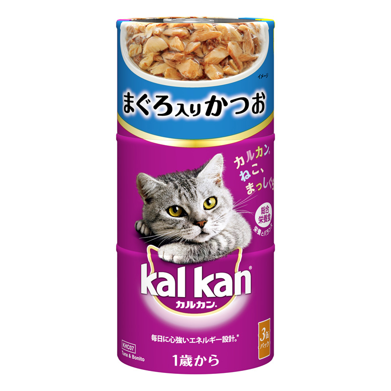 ［マースジャパン］カルカン ハンディ缶 1歳から まぐろ入りかつお 160g×3缶パック
