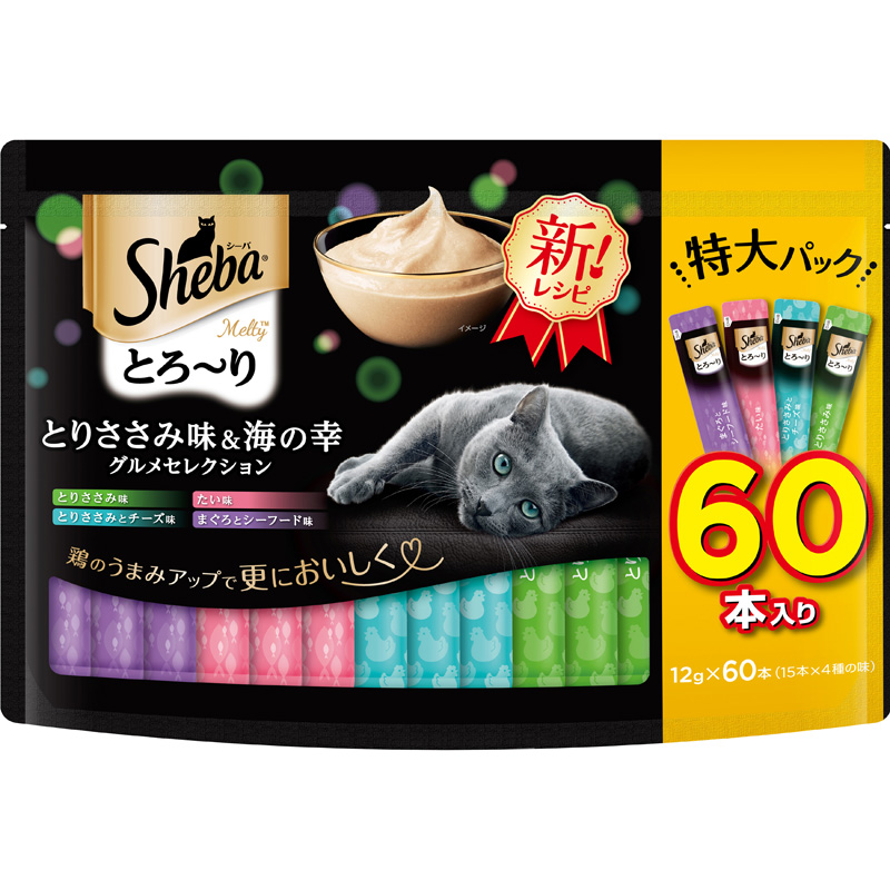［マースジャパン］シーバ とろ～り メルティ とりささみ味＆海の幸グルメセレクション 12g×60本