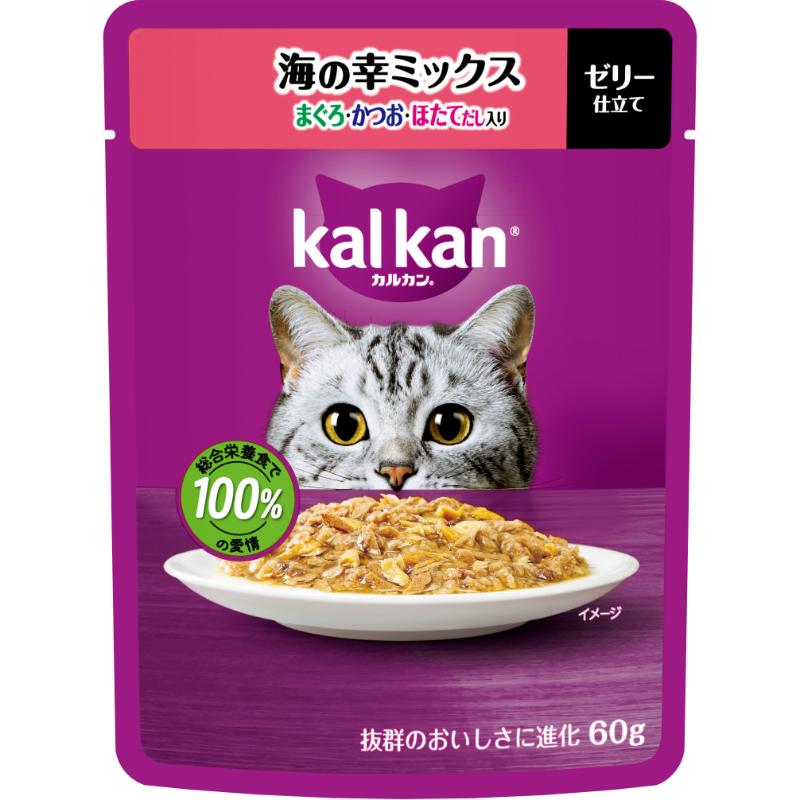 ［マースジャパン］カルカン パウチ 海の幸ミックス まぐろ・かつお・ほたてだし入り 60g