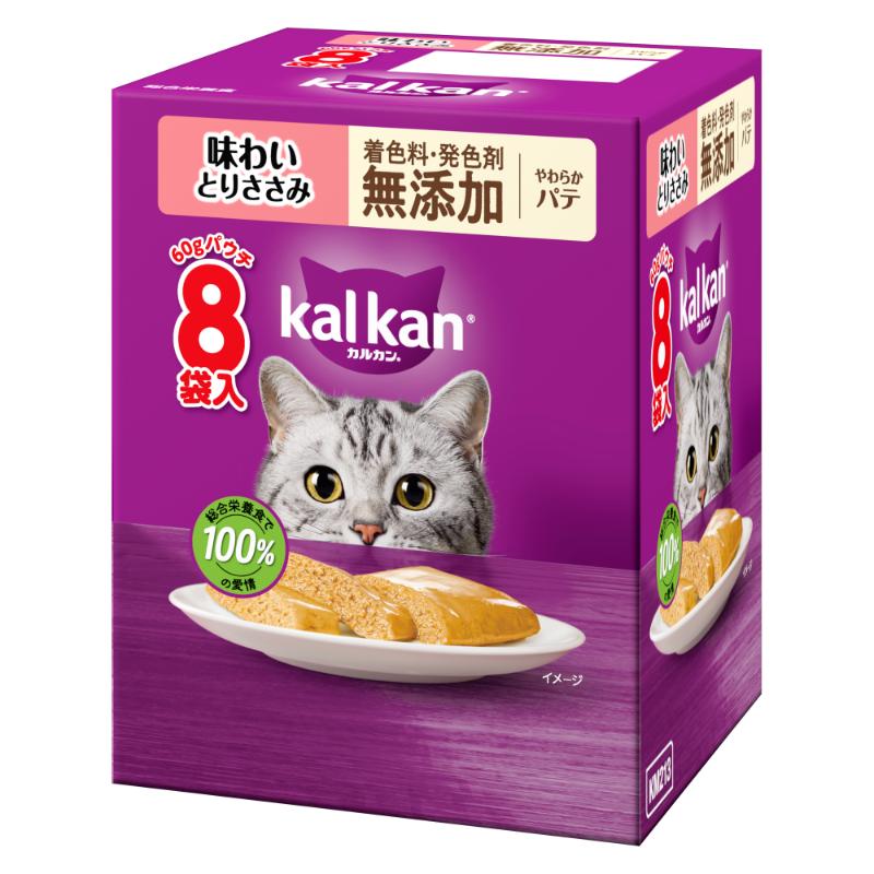 ［マースジャパン］カルカンパウチ やわらかパテ 味わいとりささみ 着色料・発色剤 無添加 60g×8袋パック