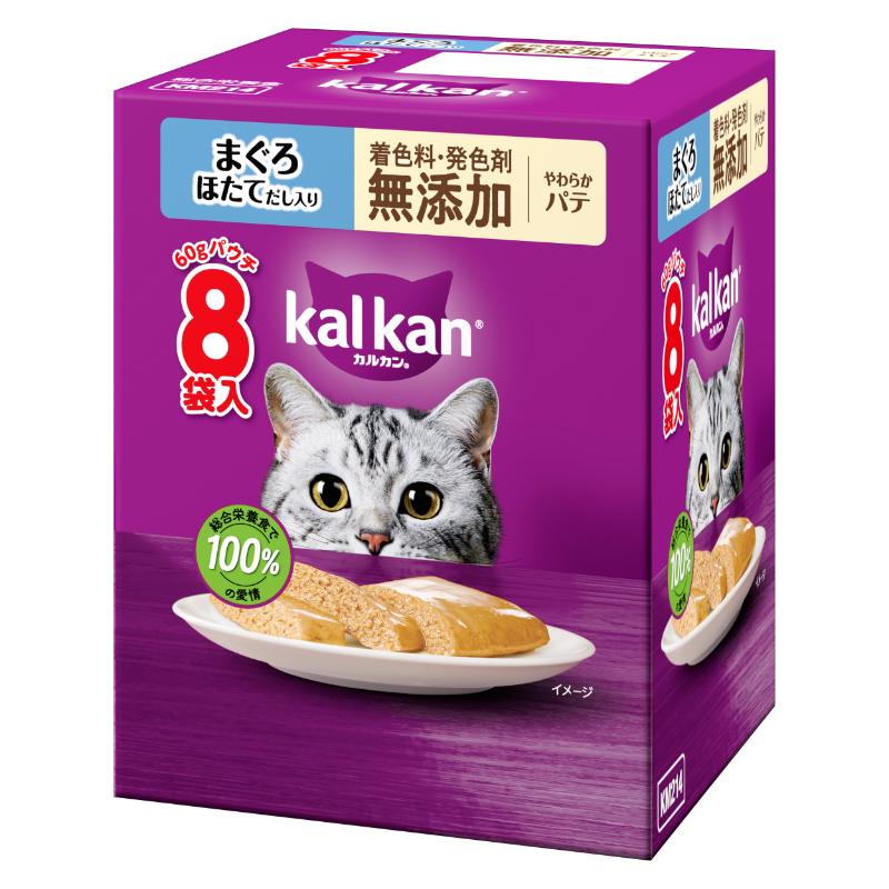 ［マースジャパン］カルカン パウチ やわらかパテ まぐろ ほたてだし入り 着色料・発色剤 無添加 60g×8袋入