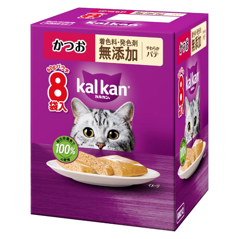 ［マースジャパン］カルカン パウチ やわらかパテ かつお 着色料・発色剤 無添加 60g×8袋入