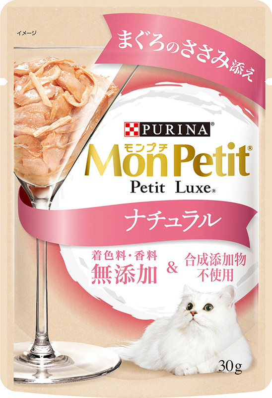 [ネスレピュリナ] モンプチ プチリュクスパウチ ナチュラル 成猫 まぐろのささみ添え 30g　【メーカーフェア_10】