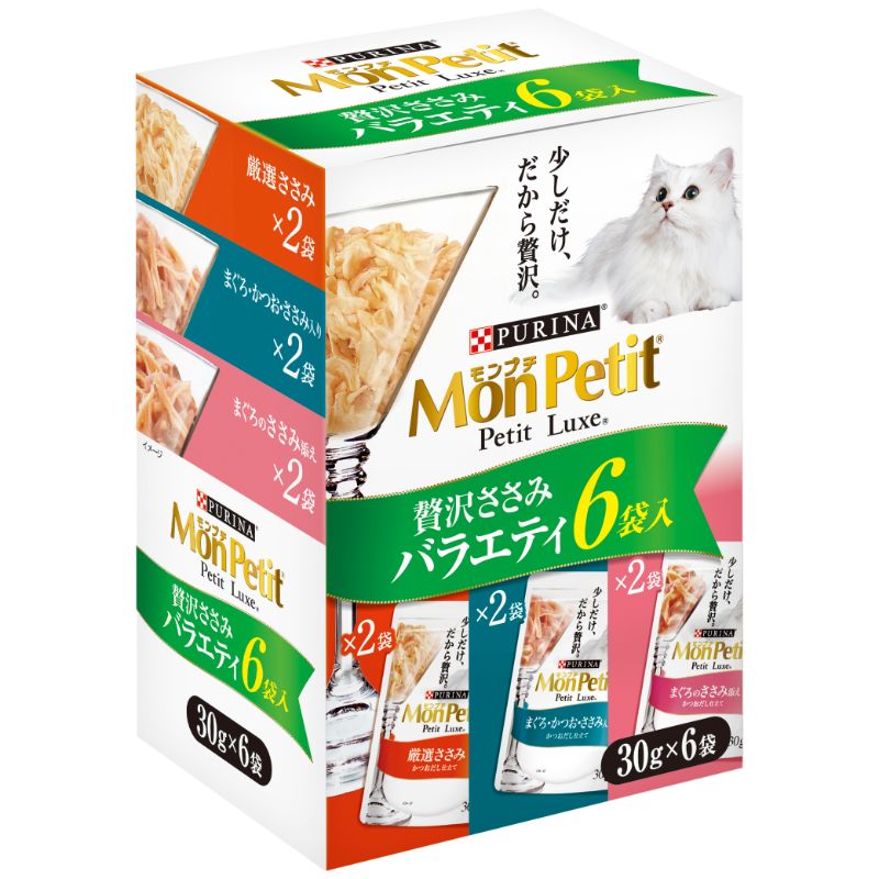 [ネスレピュリナ] モンプチ プチリュクスパウチ 贅沢ささみバラエティ 30g×6P