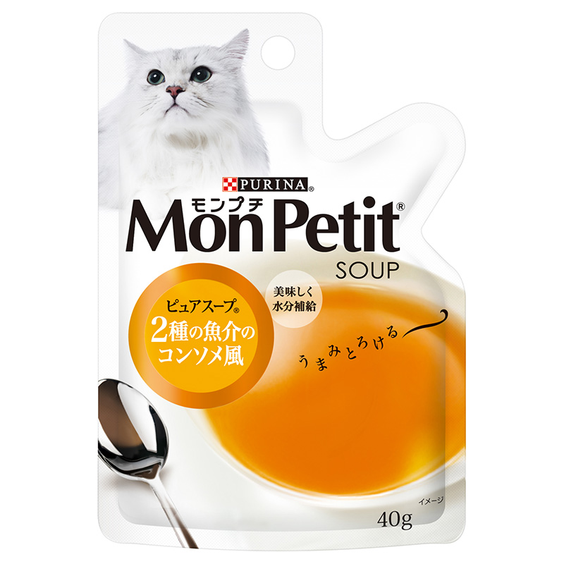 [ネスレピュリナ] モンプチスープ(ピュアスープ) 2種の魚介のコンソメ風 40g　
