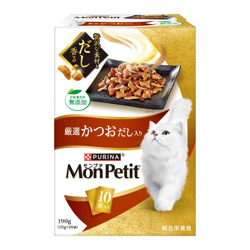 ［ネスレ］モンプチドライボックス 厳選かつおだし入り 190g(19g×10袋)【メーカーフェア10】