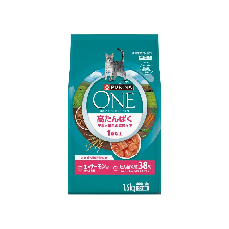 ［ネスレ］ピュリナワン キャット ドライ 高たんぱく 皮膚と被毛の健康ケア サーモン 1.6kg(400g×4袋)