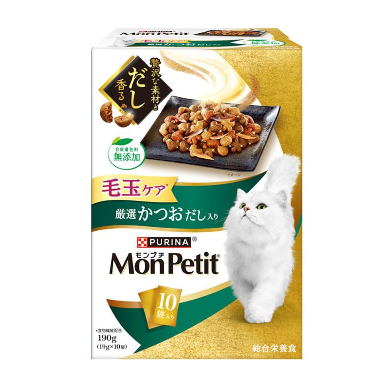 ［ネスレ］モンプチドライボックス 毛玉ケア 厳選かつおだし入り 190g(19g×10袋)
