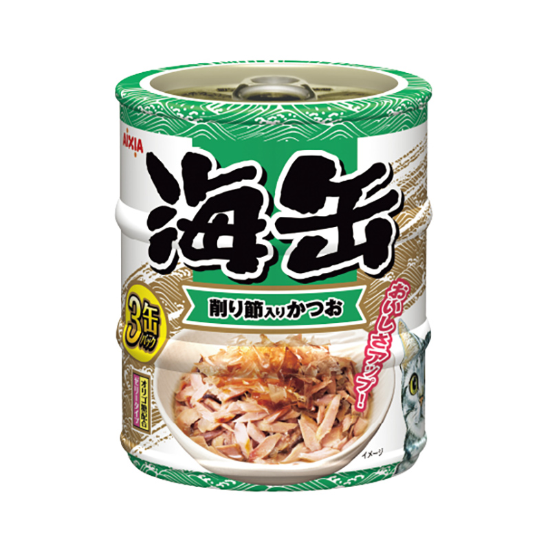 ［アイシア］海缶ミニ3P 削り節入りかつお 180g(60g×3缶)