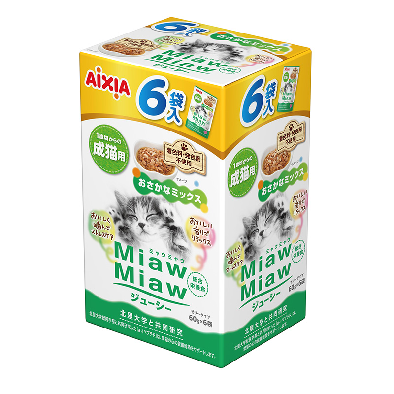 ［アイシア］MiawMiawジューシー6個入 おさかなミックス360g