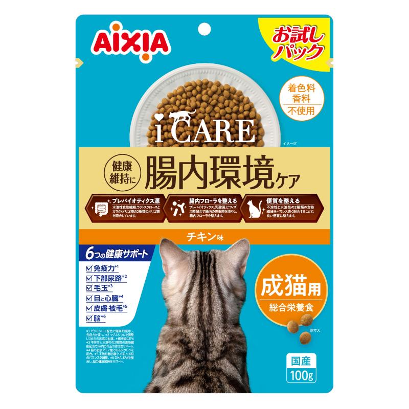 ［アイシア］i CARE キャットドライ 成猫用 チキン味 100g