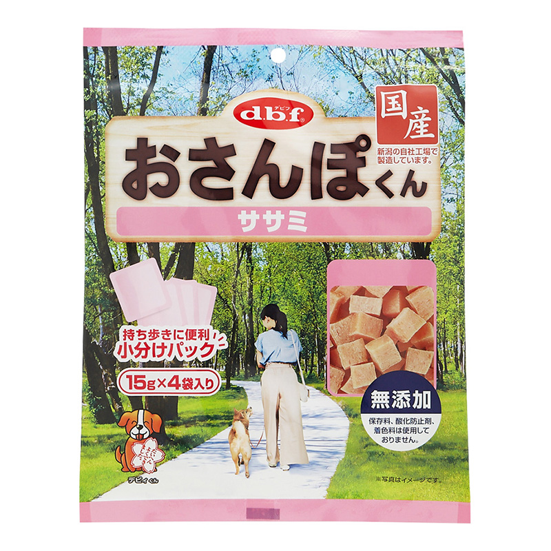 ［デビフ(直送)］おさんぽくん ササミ 15g×4袋入／1ケース（48点） ※発注単位・最低発注数量(混載40ケース以上)にご注意下さい