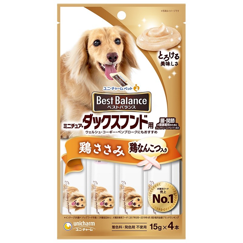 [ユニ・チャーム] ベストバランスおやつ ミニチュア・ダックスフンド用 鶏ささみ入り 15g×4本