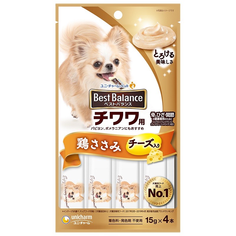 [ユニ・チャーム] ベストバランスおやつ チワワ用 鶏ささみ 15g×4本