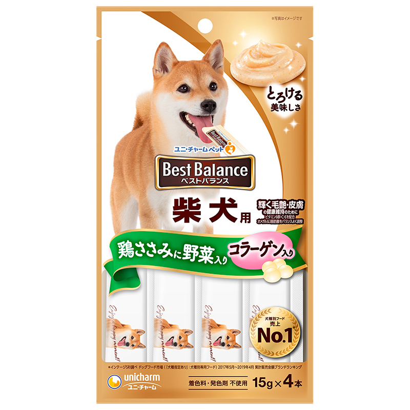 [ユニ・チャーム] ベストバランスおやつ 柴犬用 鶏ささみに野菜入り 15g×4本