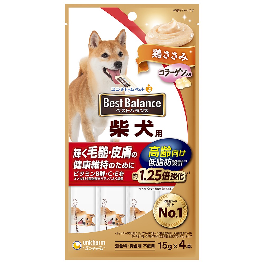 [ユニ・チャーム] ベストバランスおやつ 柴犬用 高齢向け 鶏ささみ 15g×4本