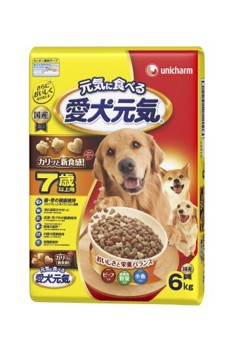 [ユニ・チャーム] 愛犬元気 7歳以上用ビーフ・緑黄色野菜・小魚入り 6kg