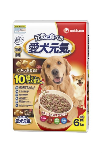 [ユニ・チャーム] 愛犬元気 10歳以上の中・大型犬用ささみ・ビーフ・緑黄色野菜・小魚入り 6kg