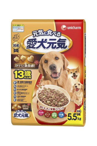 [ユニ・チャーム] 愛犬元気 13歳以上用ささみ・ビーフ・緑黄色野菜・小魚入り 5.5kg